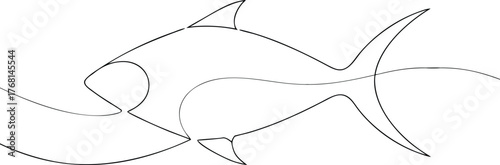 Single line drawing of a tarpon fish marine life ocean