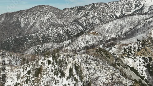 Mount Islip Winter Snow RIdges Aerial Shot Orbit L California USA