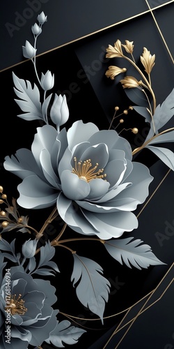 white flower on black background