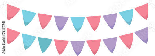 Colorful Flag Garland Vector – Festive Bunting for Birthday, Holiday, and Party Design