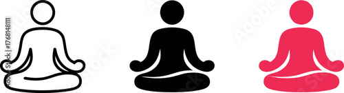 Meditating person in lotus position symbol in various colors representing wellness relaxation and mindfulness