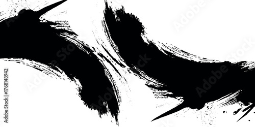 Black and White vector Grunge Brush Stroke with transparent background for banner design.