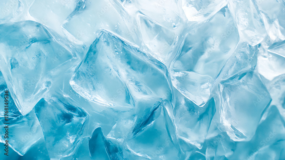 Obraz premium Icy Water Background: Frozen Texture of Ice Cubes with Abstract Blue Cooling Effect