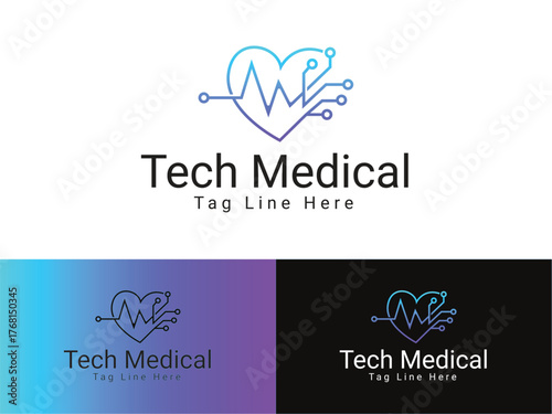 Tech Medical Logo Design, Minimalist Healthcare and Wellness Logo Design Template.