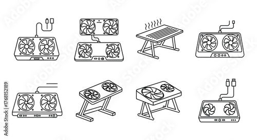 Set of hand-drawn kitchen stoves and ranges with burners and ovens collection vector