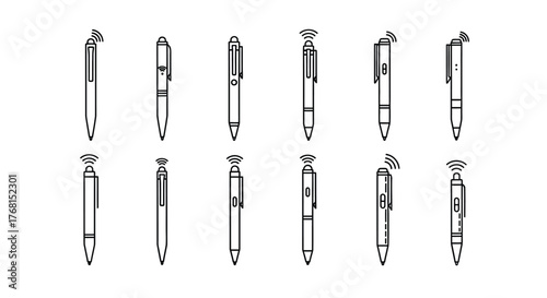 Collection of sketchy outline pens and pencils for drawing and writing artistic design elements vector