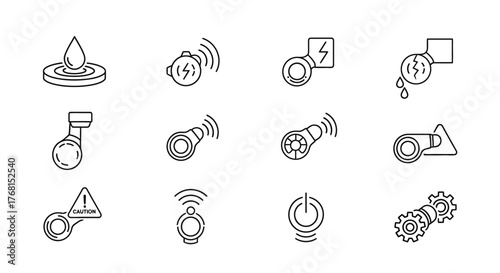 Collection of modern technology and connectivity icons hand drawn line art style vector