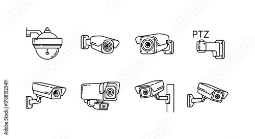 Collection of diverse security camera styles for surveillance and monitoring applications vector