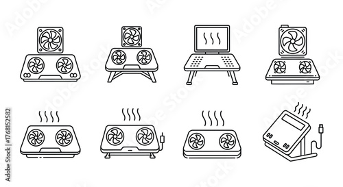 Collection of hand drawn electronic gadgets and accessories for work and comfort vector