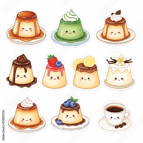 Assorted Cartoon Puddings and Desserts