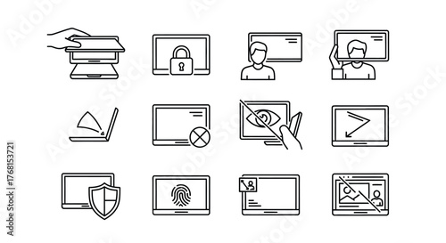 Digital communication icons for online meetings and presentations set vector
