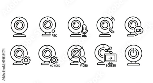 Photos Set of web camera icons diverse functions digital communication and technology i