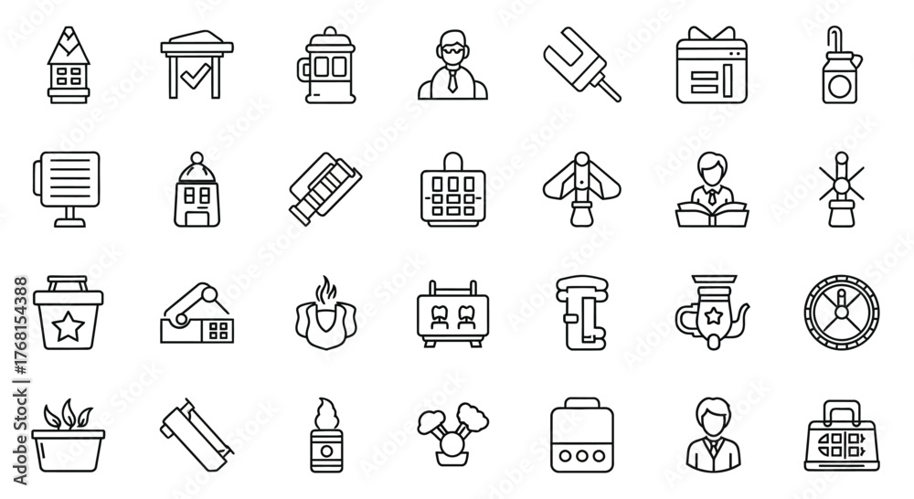 Fototapeta premium Hand drawn collection of business and service icons for diverse applications and presentations vector