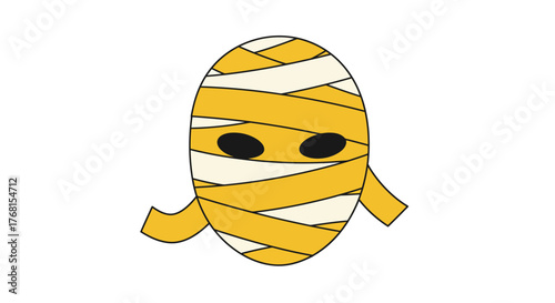 Cartoon Mummy Head Illustration for Halloween.