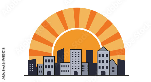 Cityscape with Sunrise.