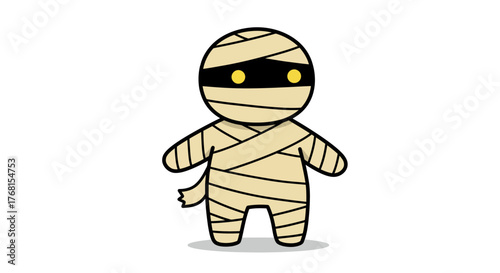 Cute Cartoon Mummy Character with Glowing Eyes.