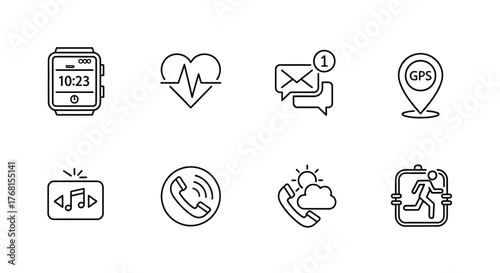 Hand drawn business technology icons for apps and web services minimalist style vector