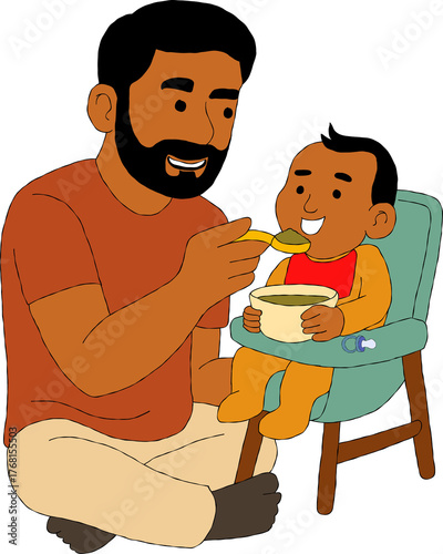 man feeding his baby.