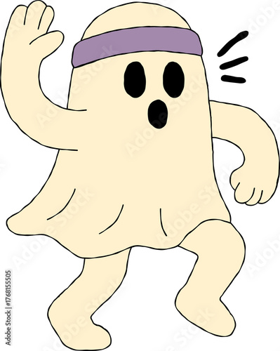 cartoon ghost doing exercise.