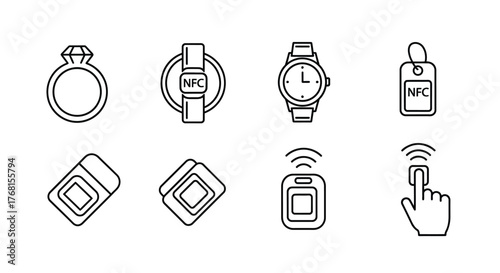 Set of wearable technology and smart devices icons for digital applications and concepts vector