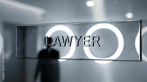 Modern Legal Office Environment with Lawyer Sign and Professionals