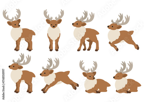 冬の森の仲間たち/トナカイのポーズセット