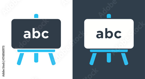 Education blackboard icon abc symbol learning easel app design element - Vector icon symbol for website - Icon vector - Blue icon