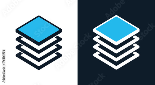 Stacked squares icon symbol for websites and applications - Vector icon symbol for website - Icon vector - Blue icon