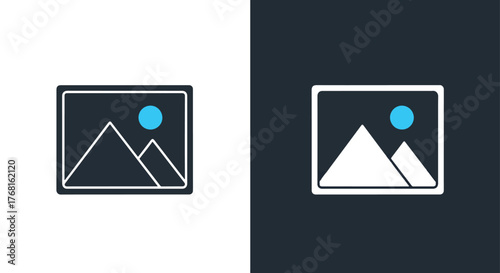 Simple landscape image icon for websites and apps - Vector icon symbol for website - Icon vector - Blue icon