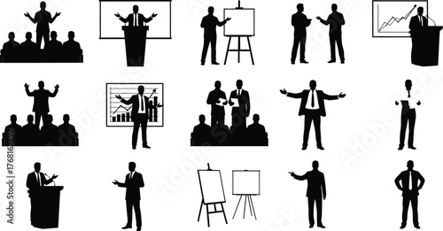 Business presentation silhouette vector illustration stock image art