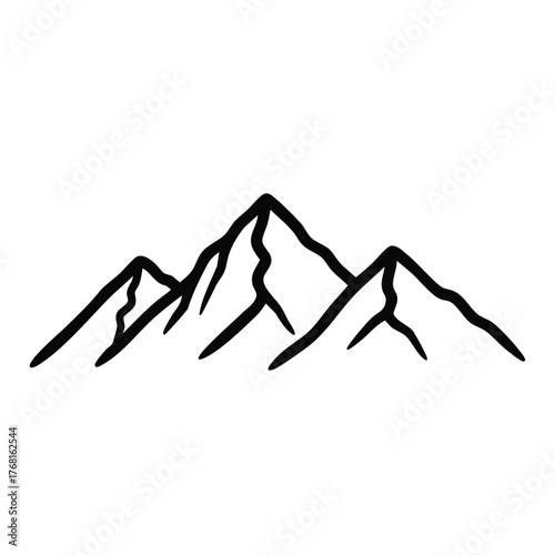 Majestic Mountain Range with Sharp Peaks and Snow-Covered Summits Under Clear Sky