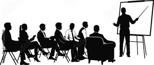 Business presentation training seminar meeting conference silhouette