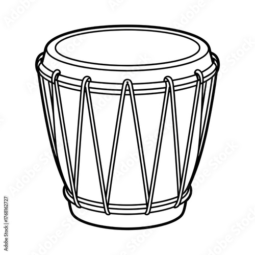 Traditional Drum Coloring Page Outline for human 