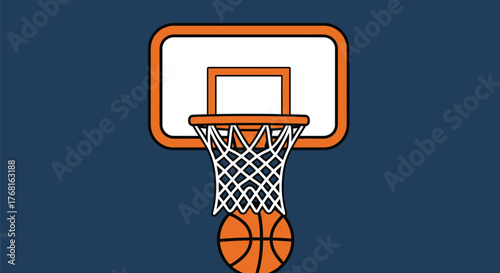 Basketball hoop and ball illustration for sports and recreation design