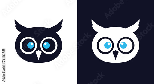 Cute owl icons for websites and apps dark and light modes - Vector icon symbol for website - Icon vector - Blue icon
