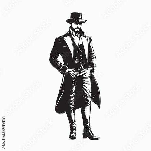 Proud Noble Gentleman in Historical Outfit Vector Design on white background
