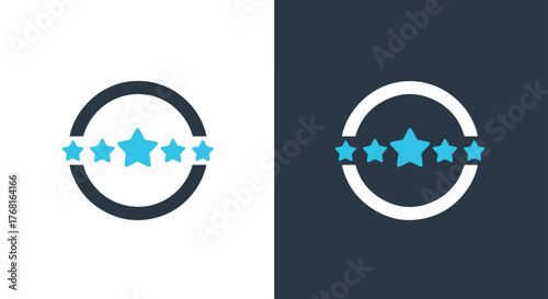 Circular emblem with glowing stars for website and branding - Vector icon symbol for website - Icon vector - Blue icon