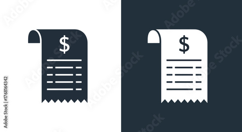 Dollar symbol on receipt icon for financial websites and apps - Vector icon symbol for website - Icon vector - Blue icon