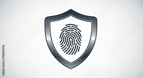 Fingerprint in shield icon biometric identification and security concept digital identity verification and access control system