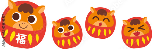 親子の馬のだるま