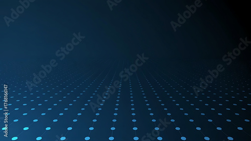 Blue futuristic grid pattern illustration with interconnected dots representing data flow and network connection