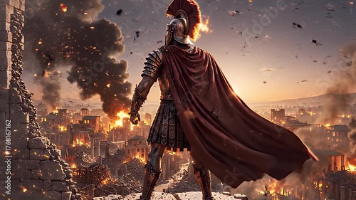 Ashes of an Empire A Lone Gladiator's Somber Vigil
