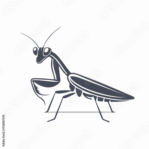Praying Mantis Illustration Depicting Insect Posing Gracefully.
