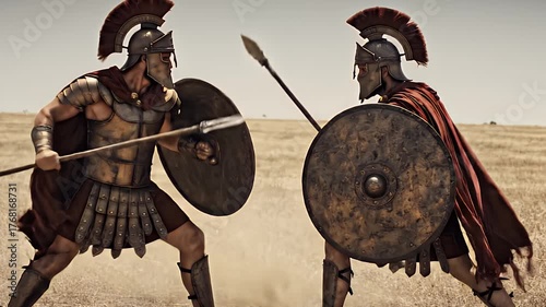 The Bronze Duel: Spear and Shield in Vicious Combat
