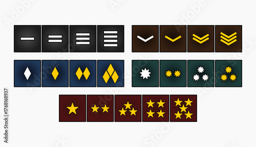 Military and Gaming Rank Insignia Vector Set