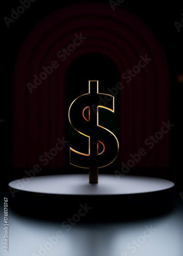3D illustrated US Dollar symbol in dark background