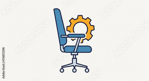 Office chair with gear concept of job opportunity, career development, and human resources management