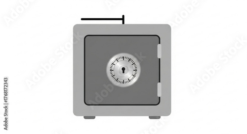 A gray safe with a combination lock, , representing security, protection, and the safeguarding of valuables and assets