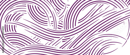 Flowing purple line waves form an elegant curvilinear abstract background design, Dynamic violet stripes with clean white negative space suggest motion and sophistication, ideal for modern tech and co