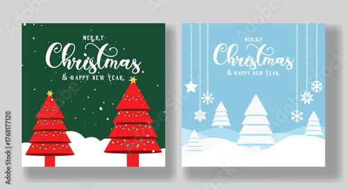 Luxury Christmas and Happy New Year Celebration Party Social Media posts Template Bundle, square Flyer and  Poster, Christmas Holiday Web Banner Background Set For Modern Promotion And Winter Sale
